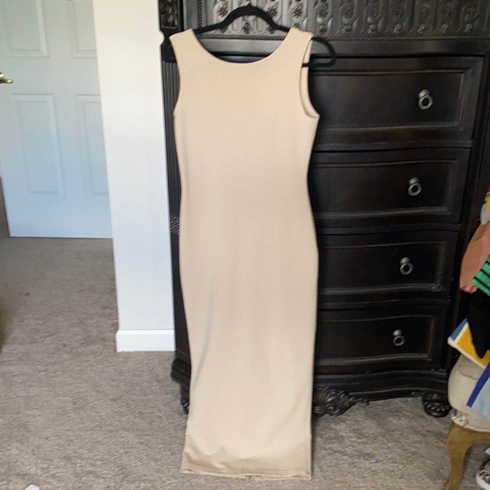 Possessed Clothing Nude Beige Contour Tank Maxi Dress Size M